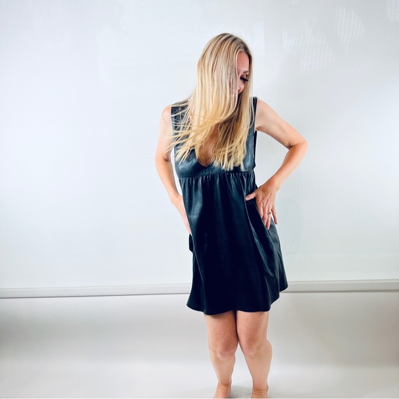 Zara Knit Black Faux Leather Sleeveless Dress - Picture 2 of 16